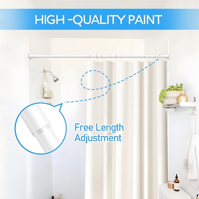 1 Pack Spring Tension Rods 45-77 Inches, 7/8 Inch Diameter White No Drill Spring Loaded Adjustable Extendable, Small Short Tension Curtain Rod for Windows Kitchen Doorway Closet Cupboard