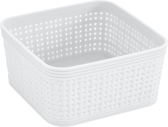 Simplify 6 Piece Organizing Set | Multiple Size Bins | Multipurpose | Office | Desk | Dorm | Bathroom | Storage Basket | Small Items | Accessories | White