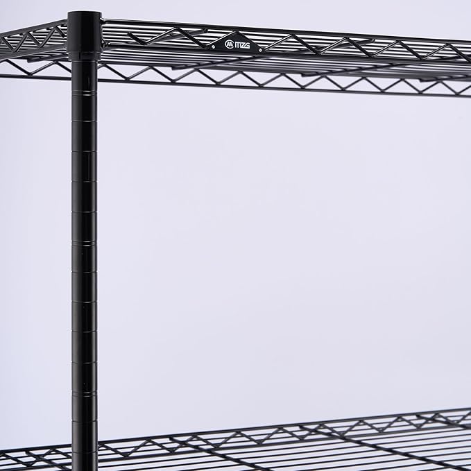 M MZG Heavy Duty Rolling Garment Rack 3 Tiers Adjustable Wire Shelving Clothes Rack with 3 Rods and Side Hooks,Storage Closet Clothing Rack Black 15.7" D x 43.3" W x 76.5" H