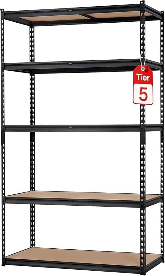 Heavy Duty Garage Storage Shelves, 5-Tier Metal Adjustable Shelving Unit, Storage Shelving with 2500 LBS Capacity for Kitchen Pantry Basement Bathroom Laundry, 30" l x 12" w x 60" h