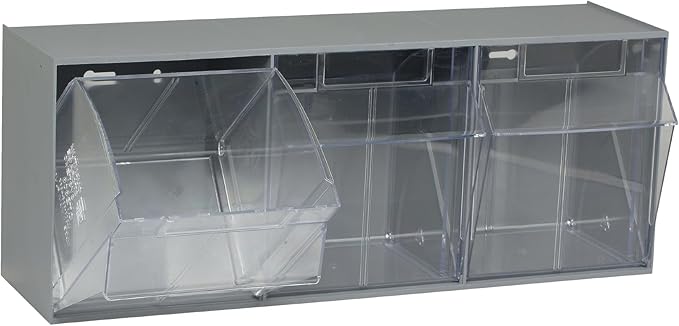 Quantum Storage Systems QTB303GY 3 Drawers Tip Out Cabinet Part Organizer Gray 10" H x 24" W x 8" D