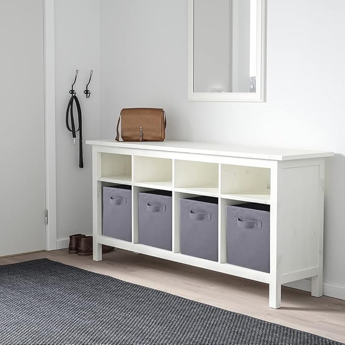 PowerKing Collapsible Storage Cubes with Handles, Fabric Foldable Bins for Closet Shelves, Durable Organization Storage Bins, 10.5'' x 11'' x 10.5'' (Light Grey, 2Pack)