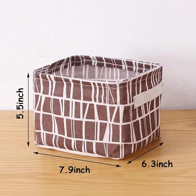 Foldable Storage Basket - Set of 6 Small Collapsible Canvas Containers Organizers with Handle for Home Decor or Storing Toys, Keys, Sundries, Little Crafts. (Style C)