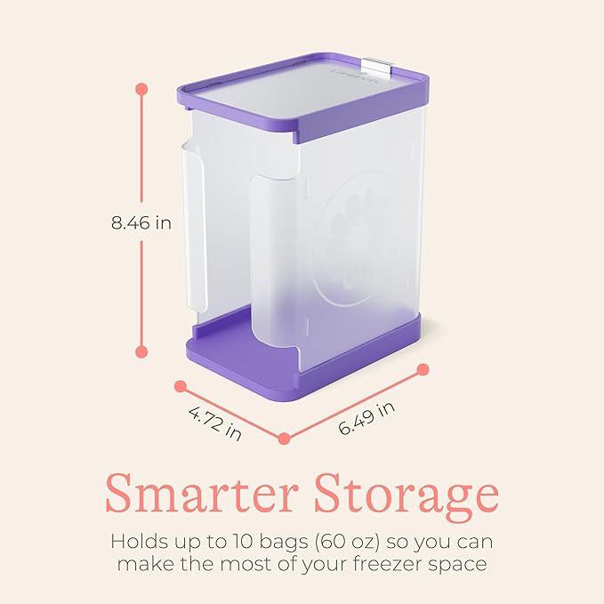 Lansinoh Breastmilk Storage Container with Quick-Freeze Tray, Stores up to 10 Breast Milk Bags, Made Without BPA/BPS, Includes 5 Milk Bags
