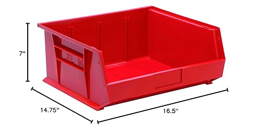QUANTUM STORAGE SYSTEMS K-QUS250RD-2 2-Pack Ultra-Stack and Hang Bins, 14-3/4" x 16-1/2" x 7", Red