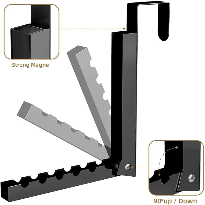 ZMBESUP Over The Door Hanger Folding Clothes Drying Rack, Folding Hanging Coat Rack for Indoor Laundry Room Compact Small Space Foldable Portable Clothing Hanger Hook Collapsible- 1 Pack（Black）