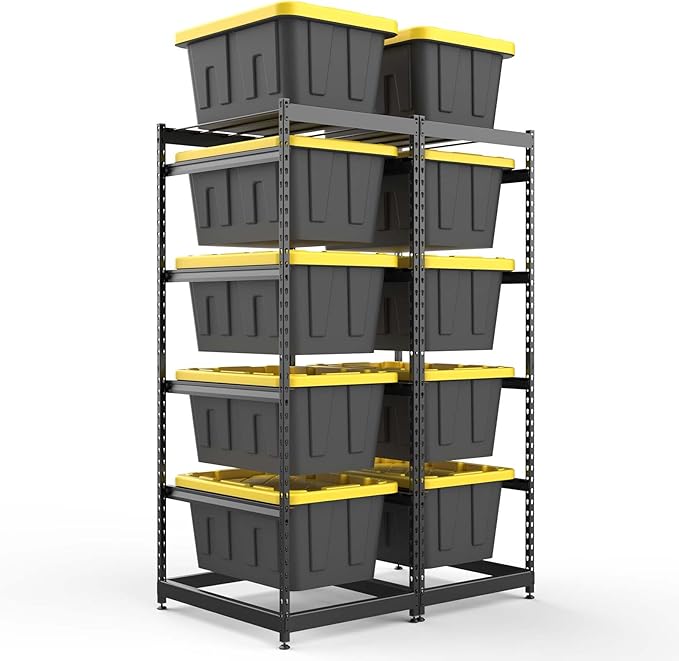 FERO 27 Gallon Tote Storage Rack, Heavy-Duty Storage Bin Rack Organizer, 5-Tier Standing Storage Bin Shelves, 250 lb Capacity, Maximize Space for Garage, Warehouse, Utility(Totes Not Included)