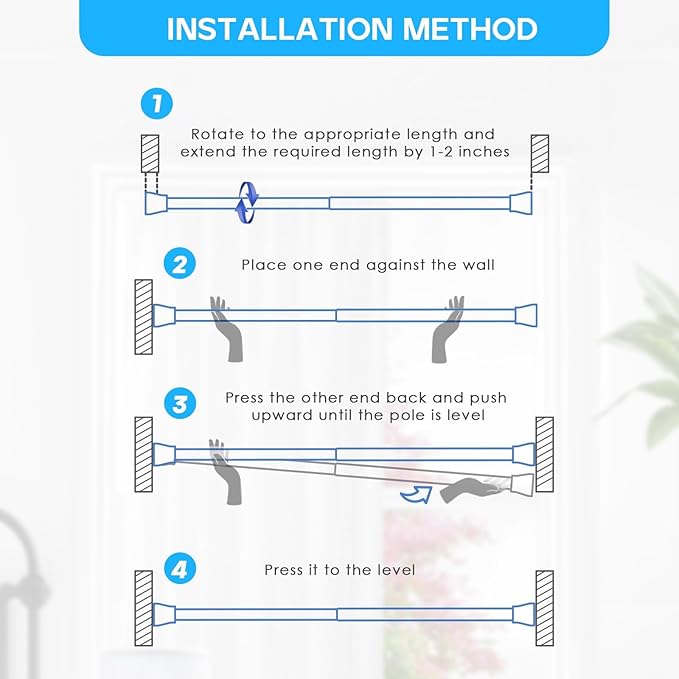 White Tension Rods 16 to 26 2PCS Spring Curtain Rod No Drill Small Tension Rod Tension Curtain Rod Adjustable Curtain Rod Tension for Bookshelf Diy Projects Kitchen,Cupboard,Bathroom,Wardrobe