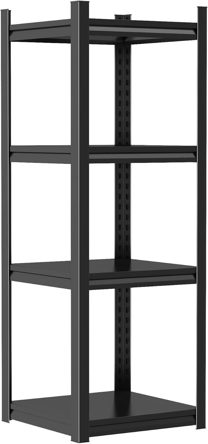 16''D*16W'' Garage Shelving Metal Garage Shelf Unit 4-Tier Storage Shelves Heavy Duty Shelf Organizer Industrial Shelves for Warehouse Basement Kitchen Pantry Commercial, Black