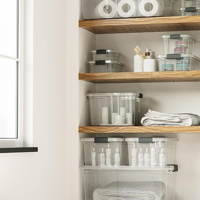Superio Clear Storage Box with Lid, 2.5 Quart Plastic Container Bins for Organizing, Stackable Crates, BPA Free, Non Toxic, Odor Free, Organizers