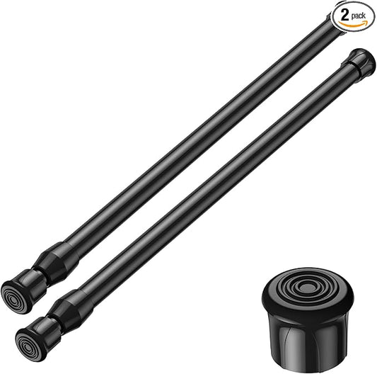 AIZESI 2PCS Tension Rods 17 to 28 inch, Black Tension Rods Adjustable Spring Tension Window Rods Short Tension Rod Expandable Pressure Rod for Shoe Rack Hanger Curtain Rod Closet Rods