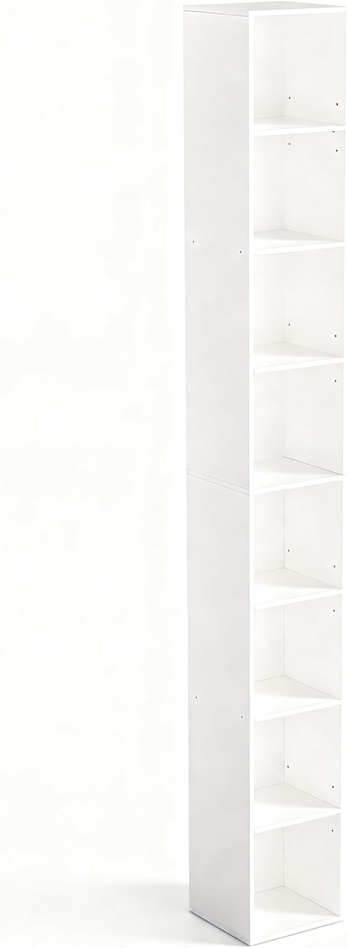 8-Cube Storage Organizer Bookcase, White, Tall Narrow Bookshelf for Home Office (White)