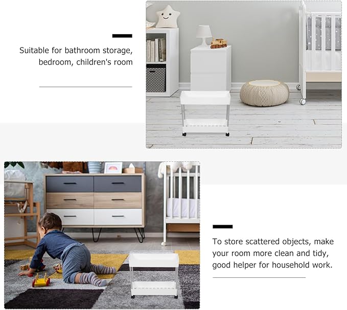 Cabilock Multi-Layer Storage Rack Rolling Trolley Cart with Casters 3-Tier Portable Floor Stand for Kitchen Bathroom Bedroom Living Room Balcony Organization