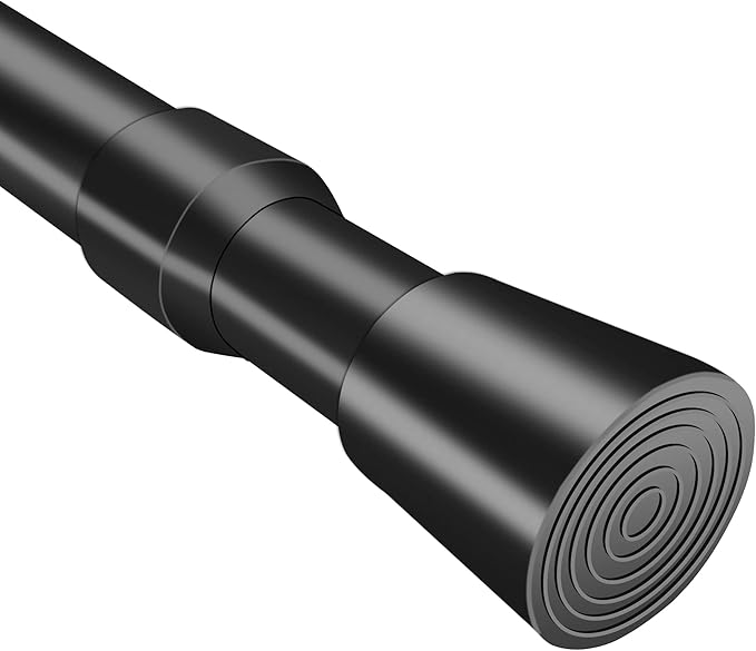Small Tension Rods 16 to 28 Inches, Adjustable Short Extension Curtain Rod, Heavy Duty Spring Loaded Mini tension rods for Windows, Curtain, Closet, Clothes, Diameter 1inch, Black