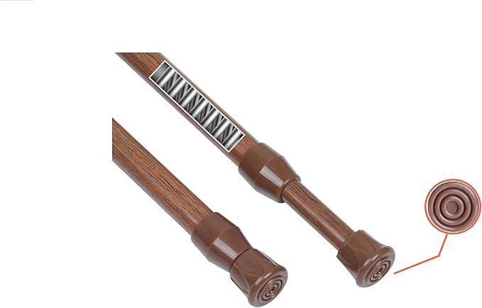 Cupboard Bars Tension Rods, Spring tensions rods Steel Adjustable Tension Curtain Rod shower Rod Closet Rod Window Rods (28-48 inch, Wood Grain)