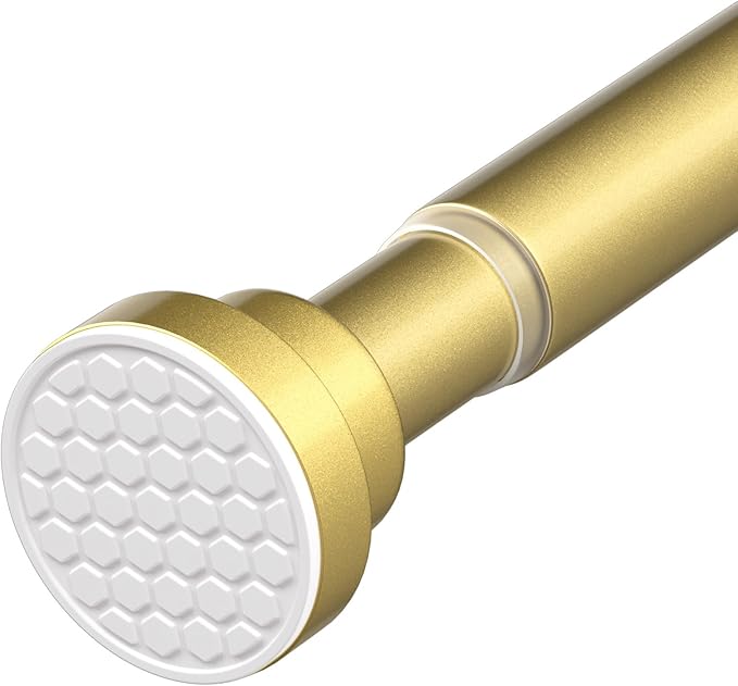 Tension Rod for Windows 28 to 48 Inch Spring Curtain Rods No Drilling 7/8" Diameter Gold Tension Rods Adjustable Curtain Rods Expandable Pressure Spring Tension Rods for Closet Doorway Kitchen Door