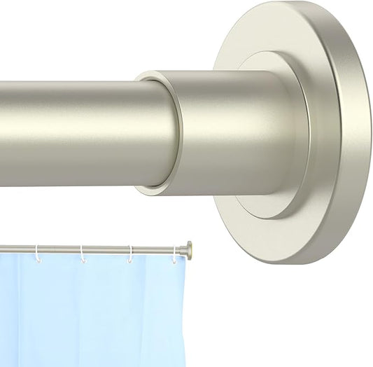 CorkLatta Brushed Nickel Shower Curtain Rod 31 to 92 Inch,1 Inch Diameter Adjustable Spring Tension Stainless Steel Telescoping Rod,Easy Install,No Rust