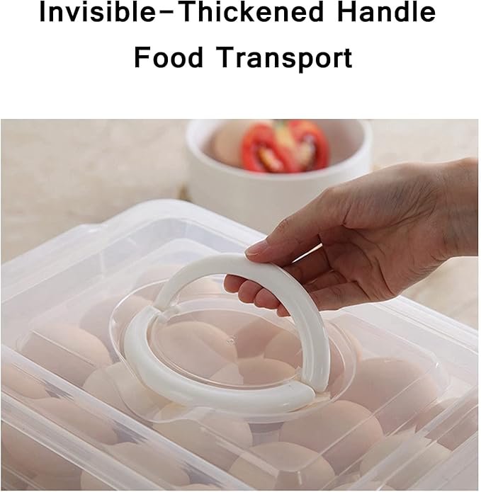 Egg Storage Container for Refrigerator, 3-Layer Deviled Egg Tray, Stackable Fridge Egg Organizer with Lid and Handle, Extra Large Holder, 60 Count Eggs Keeper(green 3 layer)