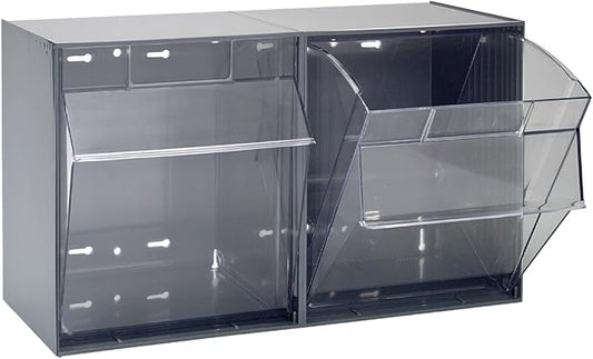 Quantum Storage Systems QTB302GY 2 Drawers Tip Out Cabinet Part Organizer Gray 14" H x 24" W x 12" D