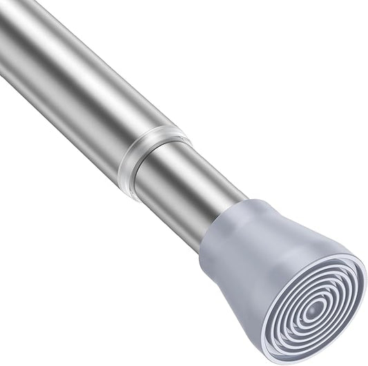 MEXAU Tension Curtain Rod for Windows 27 to 50 Inch，Silver Spring Tension Rods short curtain rod Adjustable Spring Rod Extendable Tension Rod for Kitchen, Bathroom, Window, Bookshelf.