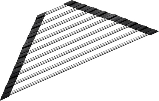 Corner Sink Caddy Triangle Dish Drying Rack for Sink Corner, Dish Drying Rack in Sink, Sponge Holder Roll Up Dish Drying Rack Over The Sink,Drainer Mat Sponge Caddy for Counter Storage