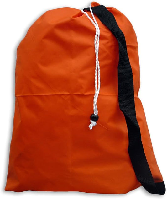 Laundry Bag with Drawstring, Shoulder Strap, Locking Closure, Color: Orange, Size: 24x36