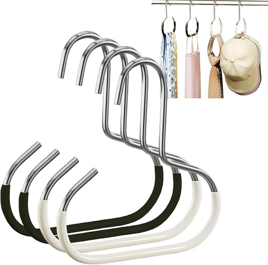 Durable Steel Hangers: Maximize Closet Space with Versatile Storage, Non-Slip Stainless Steel Clothes Rack Organizer for Hats, Ties, Scarves, Clothes (2, Mix)