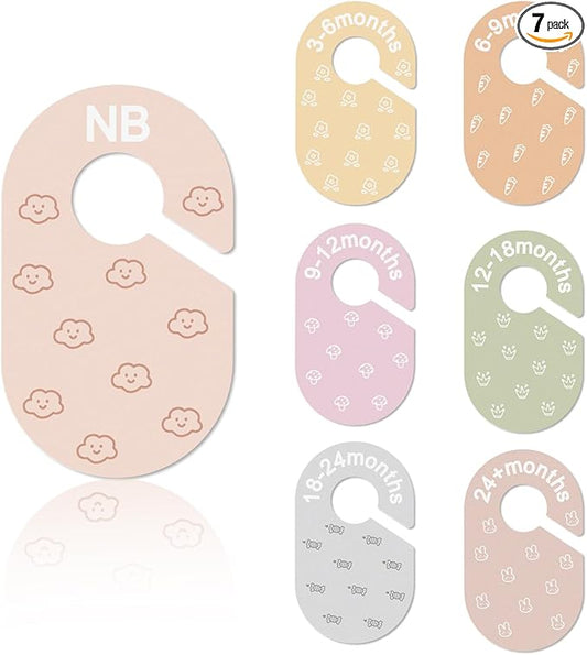 slapaflife Baby Closet Dividers, Double-Sided Cute Design Baby Clothes Dividers for Closet, Baby Clothes Organizer for Sorting Clothing in 7 Sizes from Newborn to 12+ Months