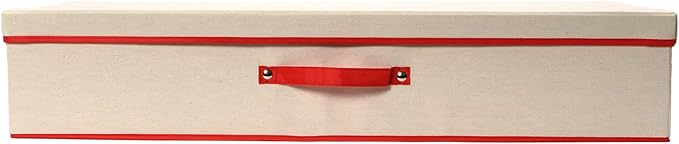 Household Essentials Holiday Gift Wrap Organizer with Lid, Natural and Red