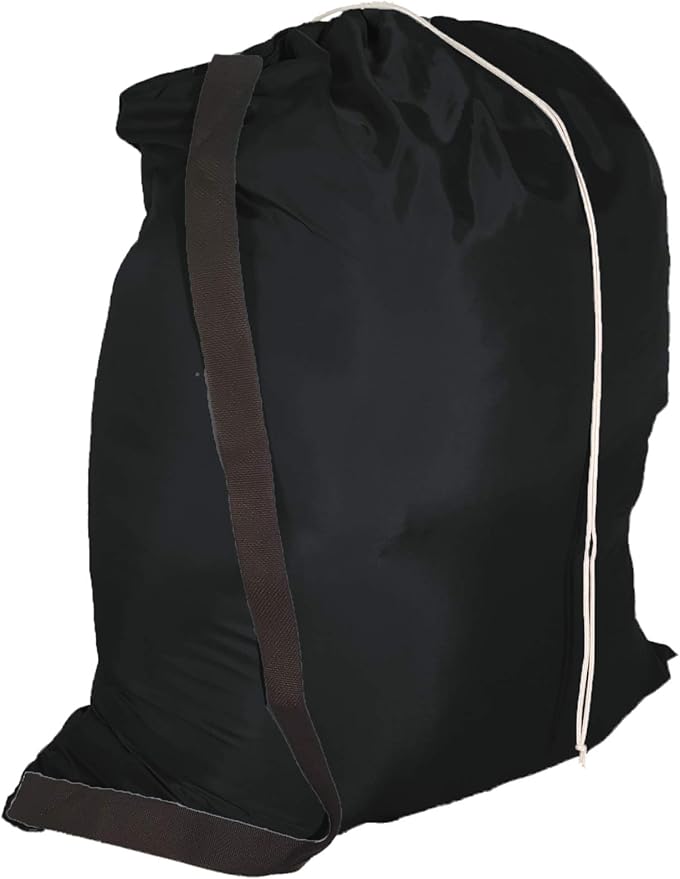 Heavy Duty 40inx50in Nylon Laundry Bag with Strap - Black