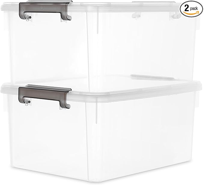 ITYLIFE CITYLIFE Citylife 17 QT Plastic Storage Bins with Latching Lids Stackable Storage Containers for Organizing Large Clear Storage Box for Garage, Closet, Classroom, Kitchen, 2 Packs
