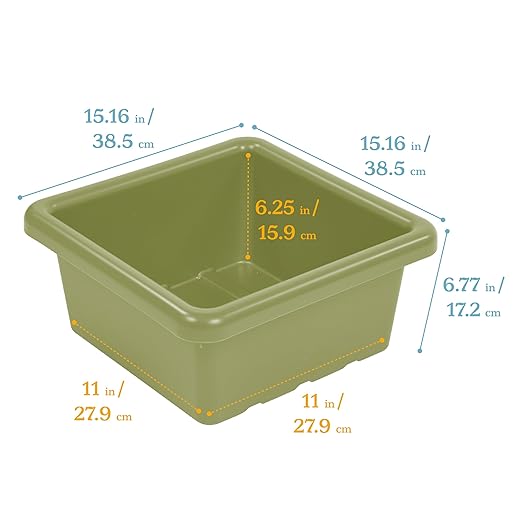 ECR4Kids Stackable Square Bins with Non-Snap Lids, Multipurpose Organization, Fern Green, 4-Pack