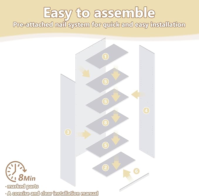 CTESNE【2026 Adjustable Shelves 5-Tier Bookcase, 71 inches, Wooden Open Display Floor Bookshelf (White)