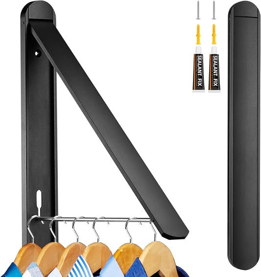 Clothes Drying Rack for Small Laundry Rooms, Clothes Drying Rack Folding Indoor, Wall Mounted Clothes Rack Foldable, (Aluminum, Black)
