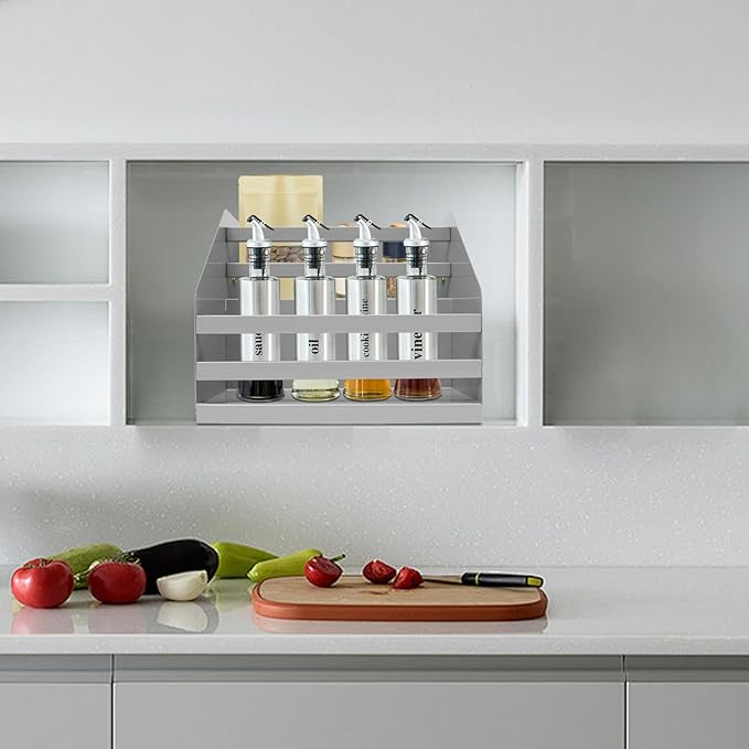 2-Tier Cabinet Pull Down Organizer, Buffer Lifting Design Large Capacity Kitchen Storage Shelf, Multi-Tier Pull Out Spice Rack, Suitable for Kitchens, Living Rooms, Bedrooms, Restaurants
