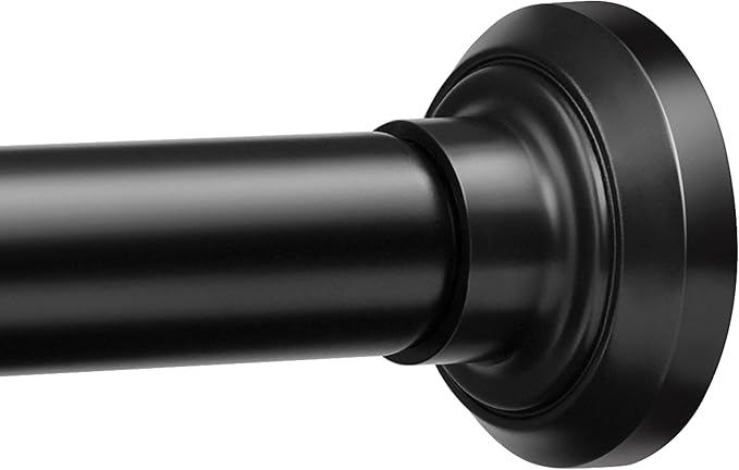 ENJOYBASICS Matte Black Shower Curtain Rod 30 to 88 Inches, 1 Inch Stainless Steel Adjustable Spring Tension Rods No Drill for Bathroom, Closet, Window, Room Divider, Never Rust, Non Slip