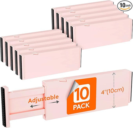 Lifewit 10 Pack 4" High Drawer Dividers 28-43.5cm/11-17" Adjustable Drawer Organizer for Clothes/Utensils, Expandable Drawer Separator in Dresser/Kitchen/Bedroom/Office Organization & Storage Beige