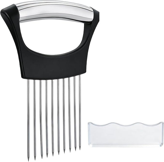 Onion Slicer Holder, with Protective Case, Stainless Steel Onion Cutter Tool for Kitchen, Meat, Lemon, Potato, Tomato, Avocado & Egg, Vegetable & Fruit Slicing Assistant