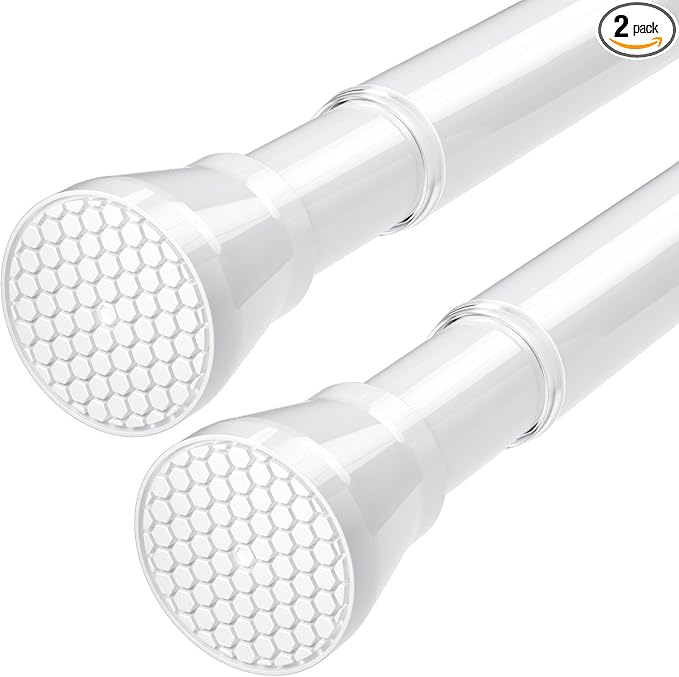 Tension Rods for Windows 28 to 48 Inch 2 Pack Spring Curtain Rods No Drilling White Tension Rod Adjustable Curtain Rods Expandable Pressure Spring Tension Rod for Closet, Doorway