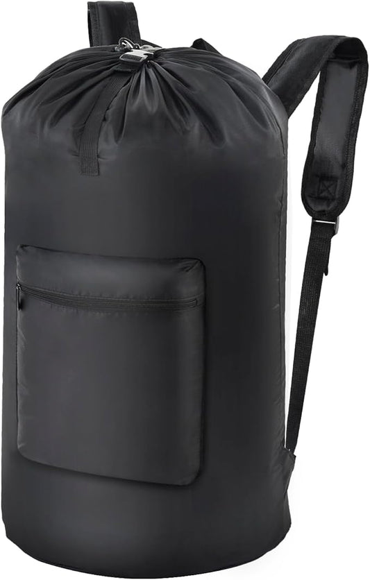 OTraki Laundry Bag Backpack, Large Travel Laundry Bags with Adjustable Shoulder Straps, Portable Heavy Duty Dirty Clothes Laundry Backpack for College Dorm,Drying Do Not Exceed 176℉ Black