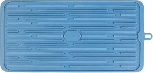 Blue Silicone Dish Drying, Mat Dish Mats for Multiple Usage, Kitchen Heat Resistant Mat, Can Be Rolled Up, Easy to Clean,Eco-friendly for Sink Bar Bottle