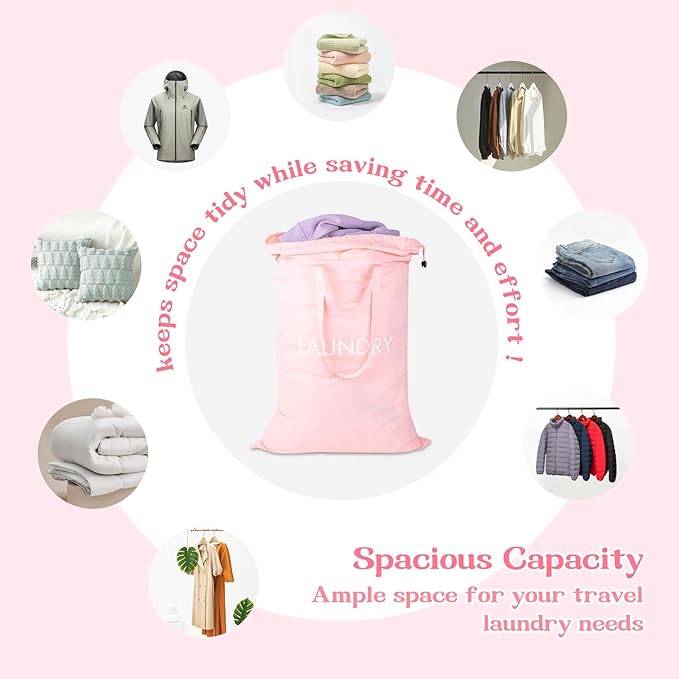 MissBoy 120L Heavy Duty Nylon Laundry Bag with Shoulder Handles, Tear-Resistant & Splash-Proof Dirty Clothes Storage Pouch for College Dorms, Laundromat & Beach Travel, Foldable & Washable