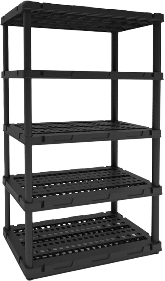 Plastic Storage Shelves, 4/5 Shelving Unit, Heavy Duty Storage Rack, 72.44''H, Plastic Shelf Rack, Adjustable Utility Shelf for Basement, Kitchen, Bathroom, Garage,PP, Waterproof