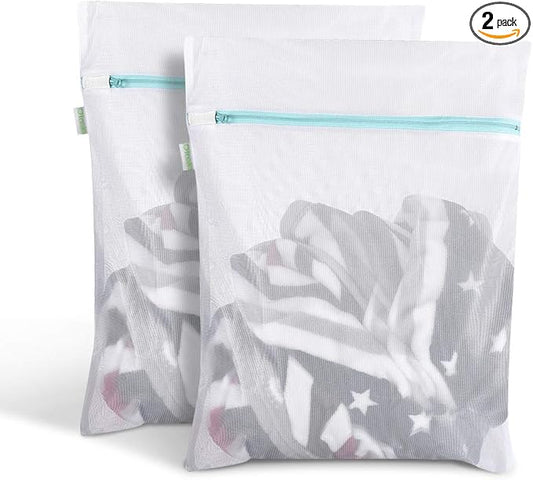OTraki Mesh Washing Bags for Laundry 16x20 Inch Medium Mesh Bag Laundry Washer Delicates Lingerie Wash Machine Net Zipper Bag Heavy Duty Home Dorm Hotel Don't Drying, Melting 140-176℉, White