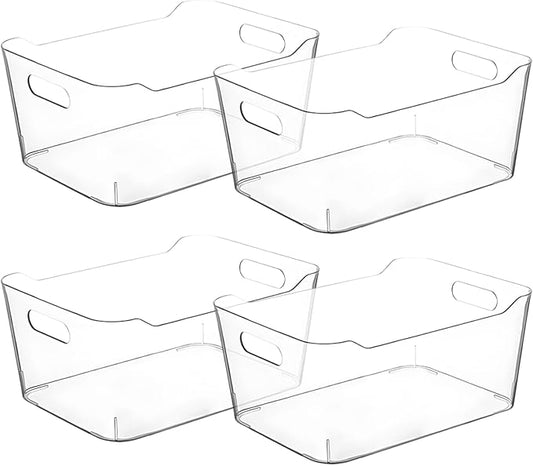 CONTROL KITCHEN Small Clear Plastic Storage Bins, Perfect for Organization or Pantry and, Fridge Organizer, Cabinet Organizers