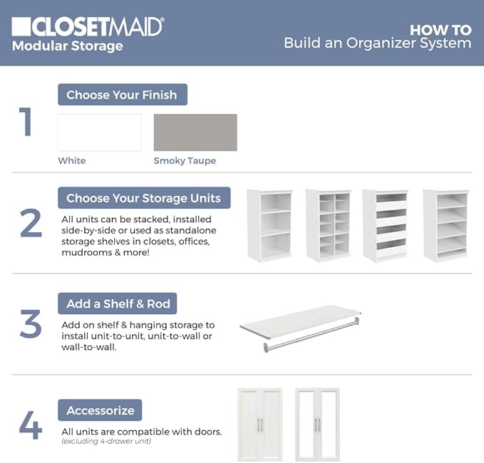 ClosetMaid 4598 Modular Storage Stackable Unit with 4 Drawers, Taupe