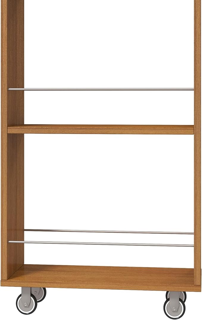 KEIKI 7 Tier Pull-Out Kitchen Pantry Storage Cabinet, Multi-Tier Single-Sided Open Shelf, Spice Rack Next to Fridge, Wood Hutch Food Pantries Cupboard for Coffee Bar, Dining Room, Narrow Spaces