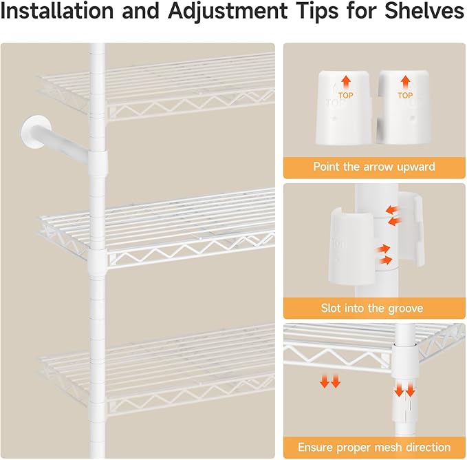 ONBRILL H2 Plus Expandable Wall Mounted Closet System, 3.8FT-5.1FT Closet Organizer with Telescopic Shelves & Adjustable Rods, Industrial Pipe Clothing Rack for Walk-in & Reach-in Closet (White)