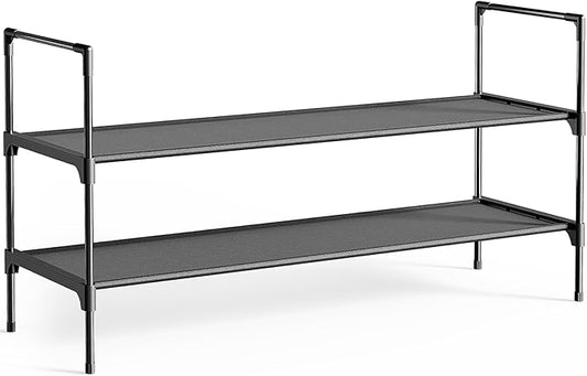 Kitsure Shoe Rack - 3-Tier Shoe Organizer, Shoe Rack for Closet, Entryway, Bedroom, Easy- Assembly Storage Shelf with Side Handles, 36.2" Wide - 2 Tiers, Black