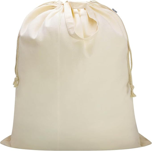 Canvas Laundry Bag 40"W x 35"H, Thick Laundry Bag with Handles & Drawstring, Extra Large Heavy Duty Washable Canvas Storage Sack (XXL, 1 Pack)